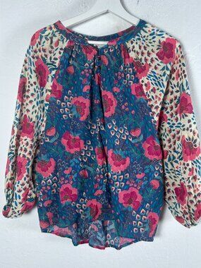 Sundance Womens Dream Keeper V-Neck Floral Long Sleeves Blouse Top PL Boho NWOT
